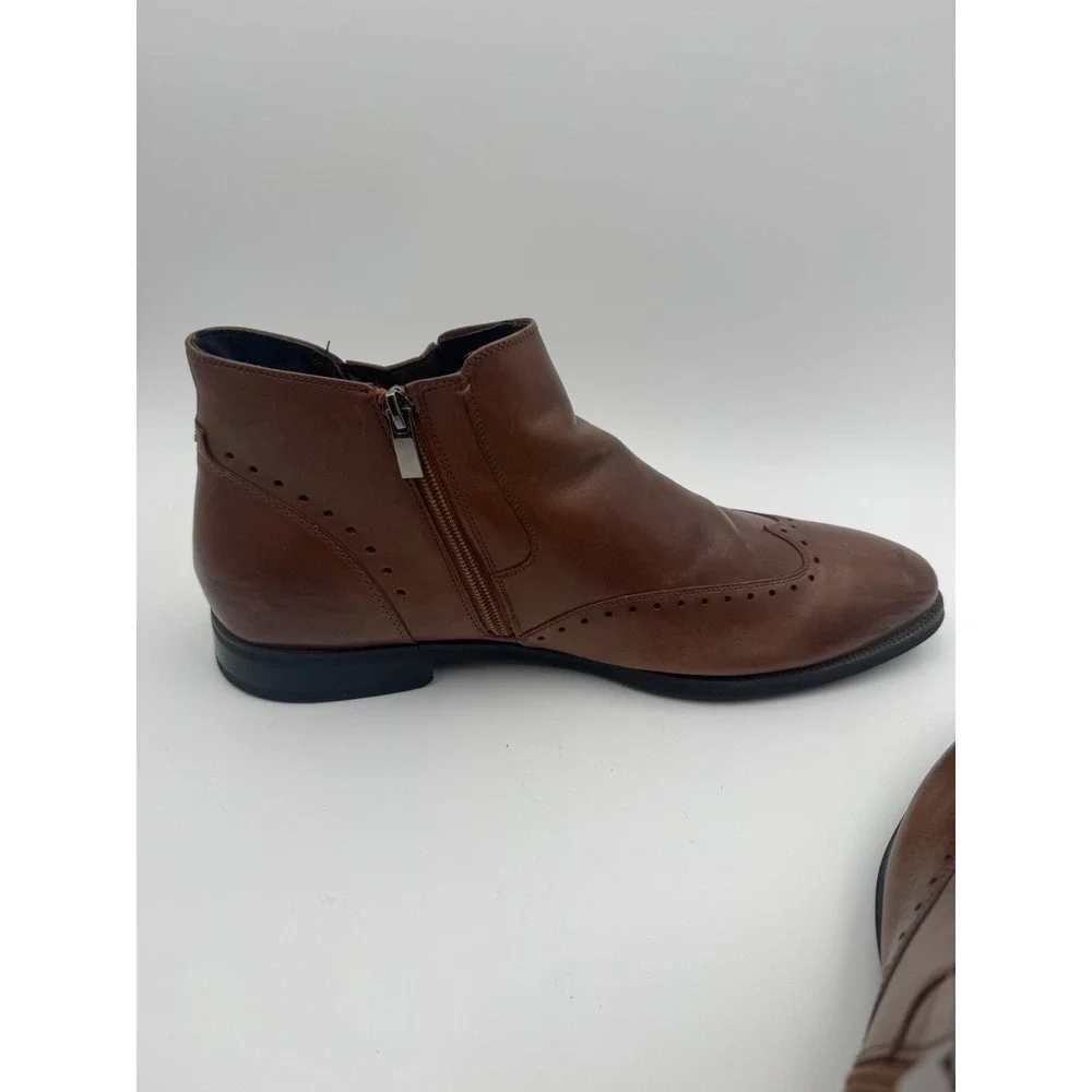 Stacy Adams 24992-221 Mens 13 M Chelsea Boot Brown Leather Side Zip Ankle Brogue